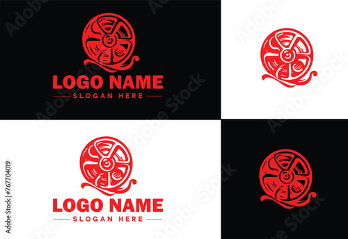 film reel logo icon vector for business brand app icon movie cinema theater video channel cinematography logo template