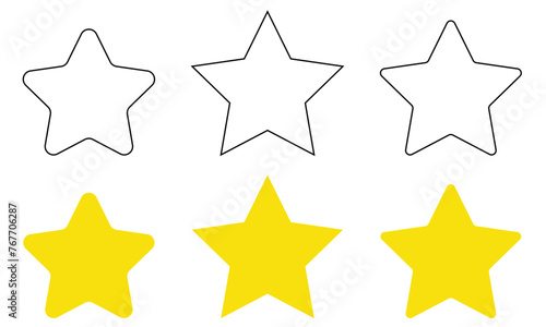 Stars collection. Star vector icons. Golden and Black set of Stars  isolated on transparent background. Star icon. Stars in modern simple flat style.