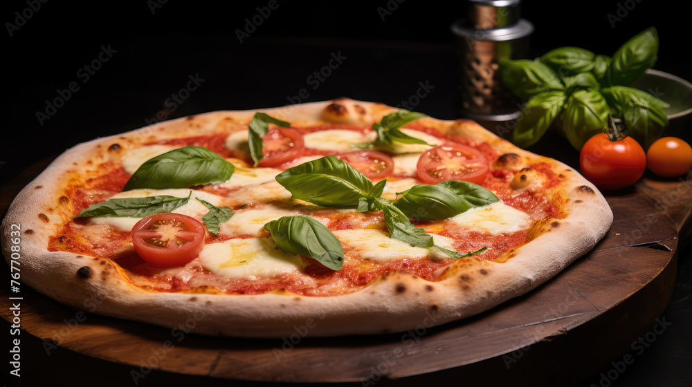 Fresh Italian Margherita Pizza with Basil and Tomato
