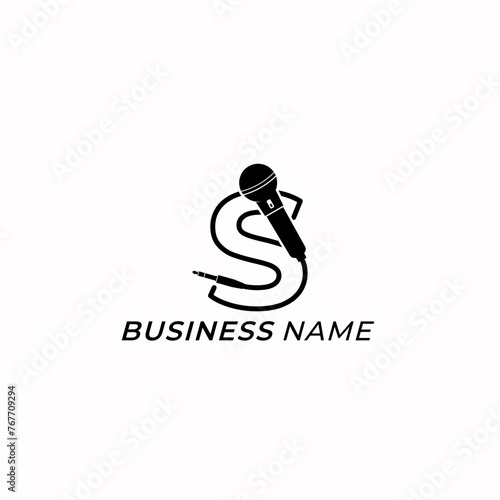 design logo combine letter S and microphone
