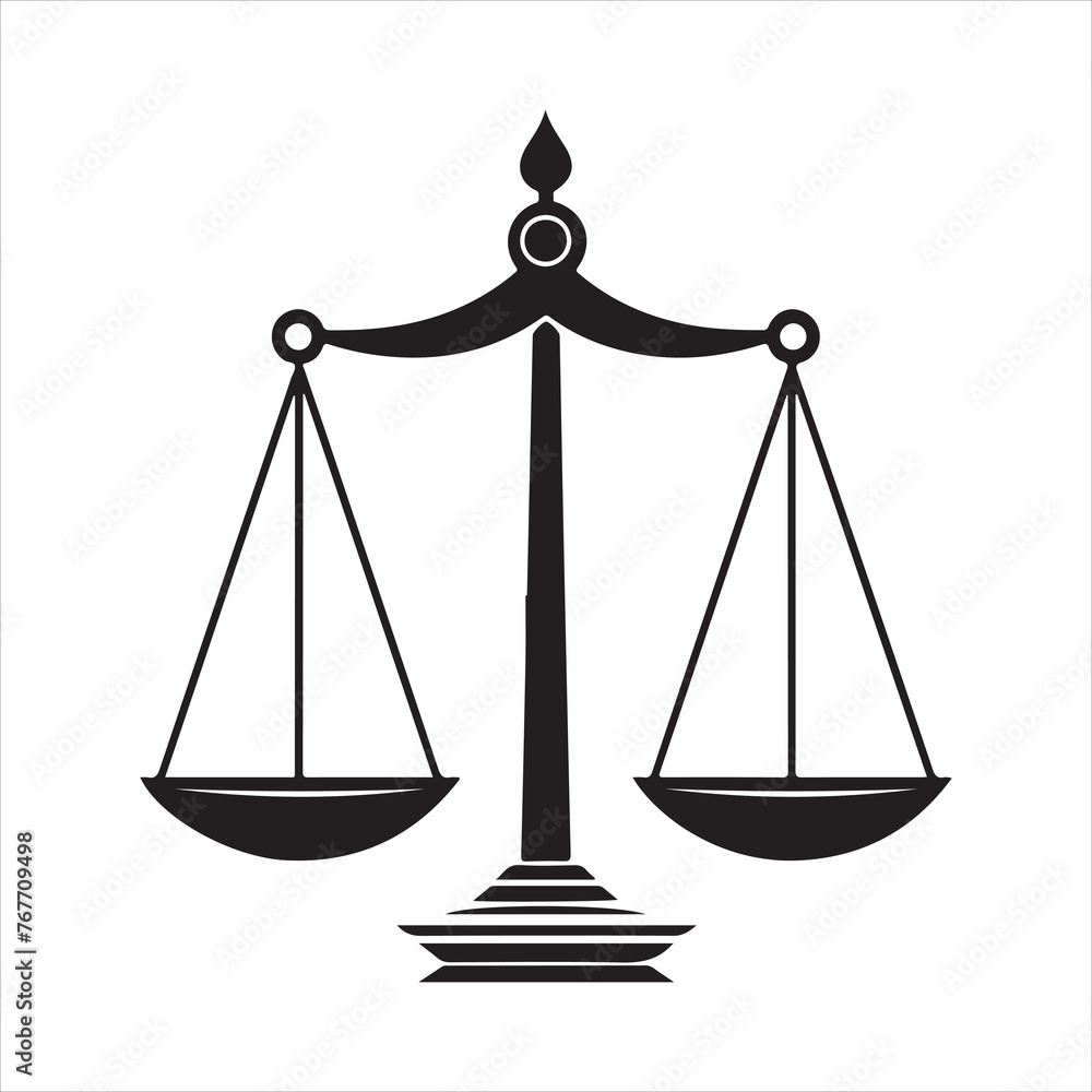 Balance scale silhouette clipart on a white background Balance scale silhouette clipart on a white background