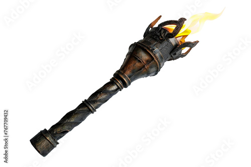 Iron Torch On Transparent Background.