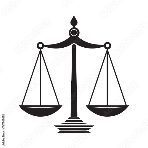 Balance scale silhouette clipart on a white background