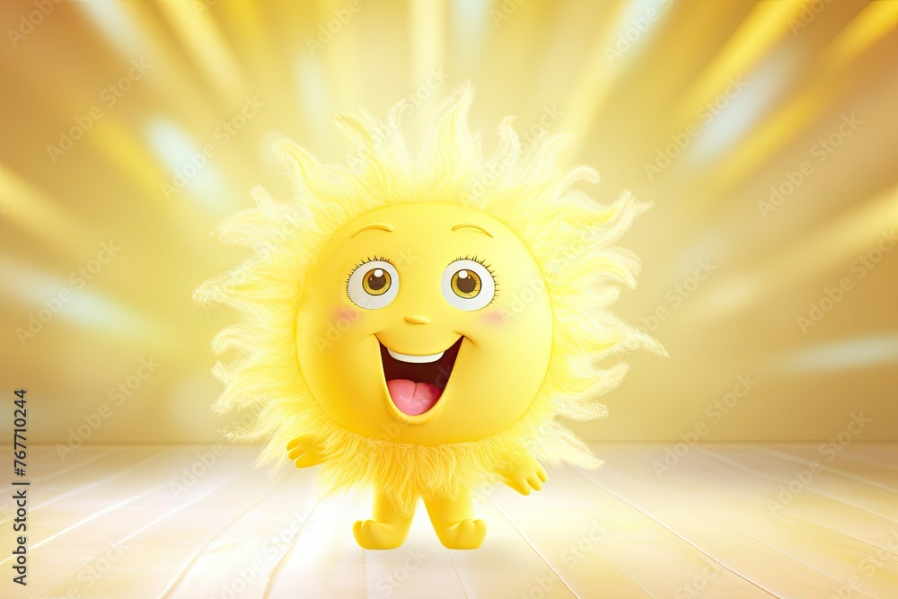 Happy cartoon sun with a big smile