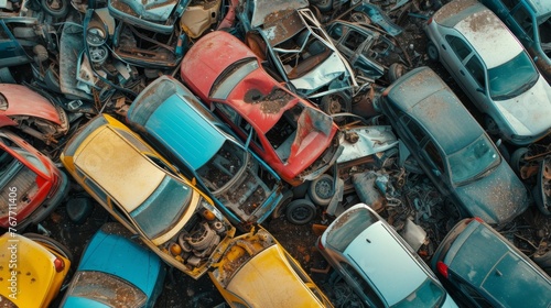 Abandoned cars in dirt lot © Pixel Pine