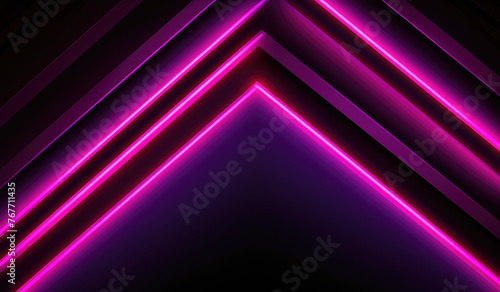 Purple colored horizontal and diagonal neon stripes with rainbow border on dark black background, in the style of dark pink and dark black, geometric line, monochromatic shadows, dense composition