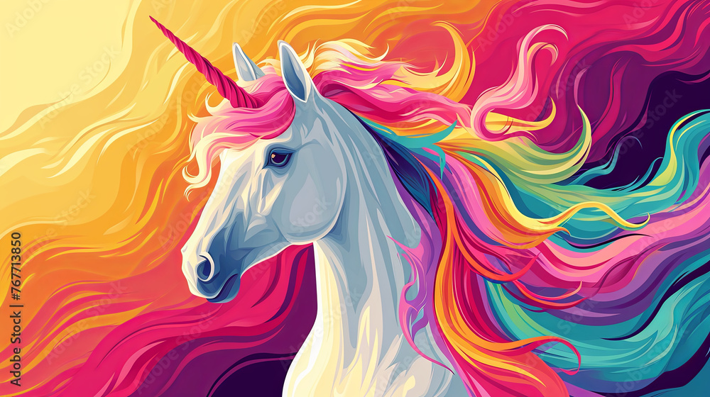 A neon unicorn is a mythical creature that symbolizes virtue