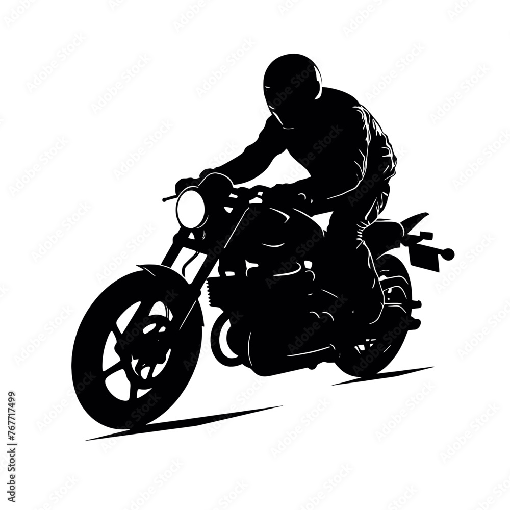 Fototapeta premium Motorcycle rider Silhouette , tattoo ,illustration
