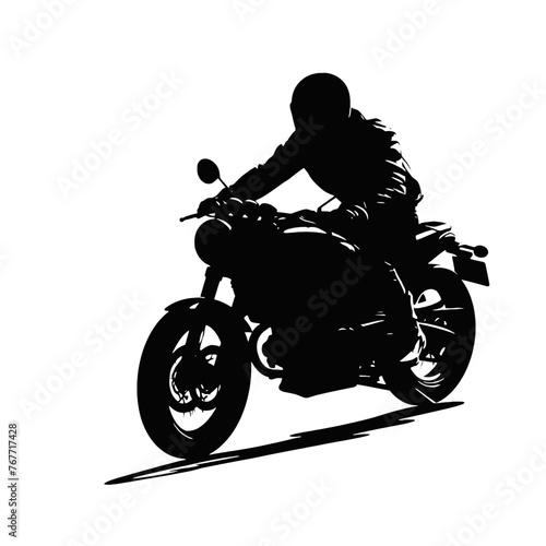 Motorcycle rider  Silhouette , tattoo ,illustration