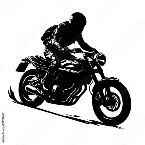 Motorcycle rider Silhouette , tattoo ,illustration