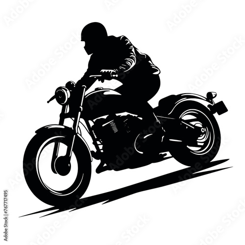 Motorcycle rider Silhouette , tattoo ,illustration