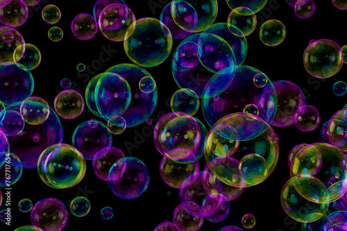 Soap bubbles overlay black background