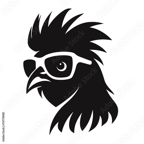  Rooster  with sunglasses Silhouette 
