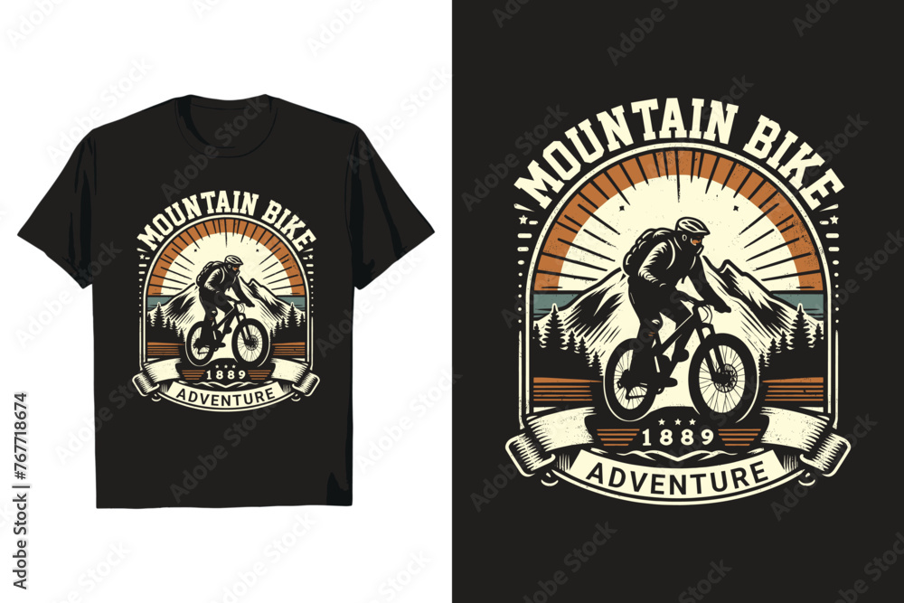 Fototapeta premium Vector Adventure Bike T-Shirt Design. Vintage Graphic tee.