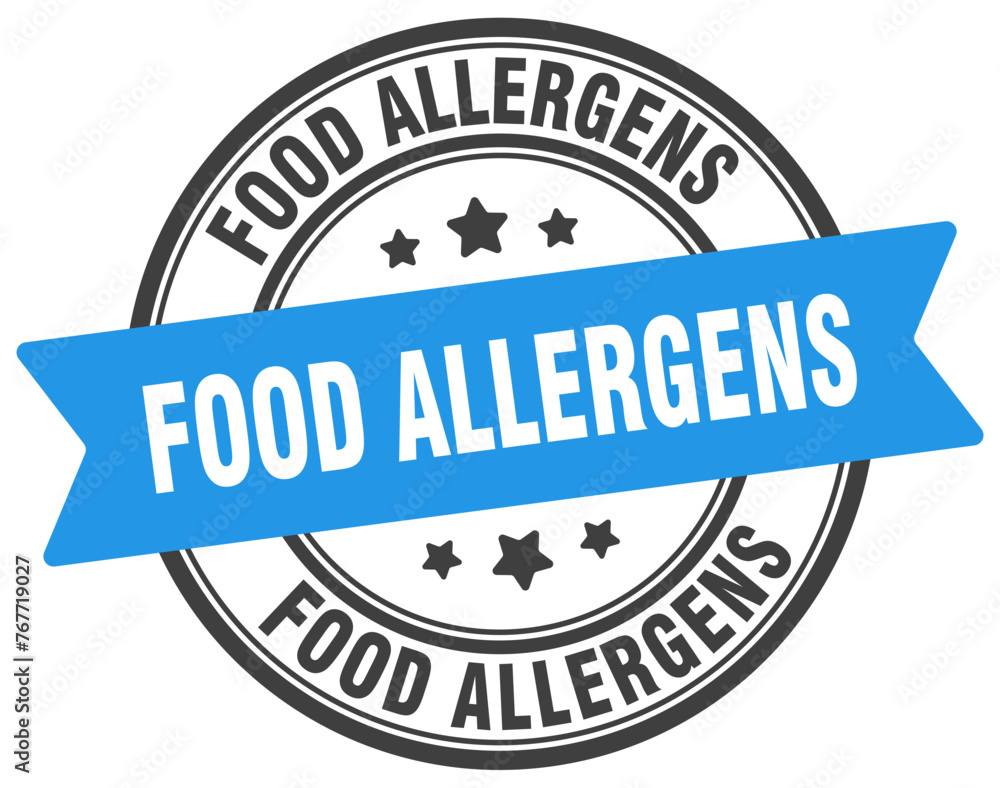 Fototapeta premium food allergens stamp. food allergens label on transparent background. round sign