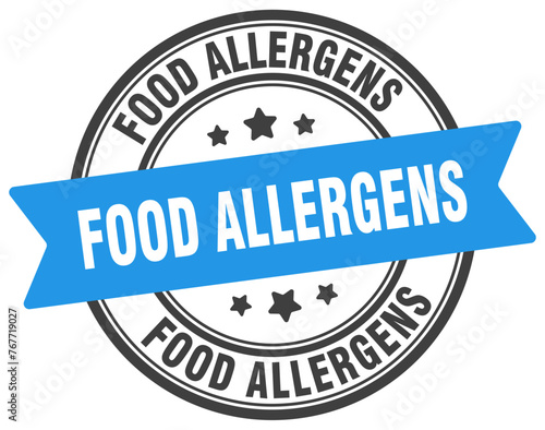 food allergens stamp. food allergens label on transparent background. round sign