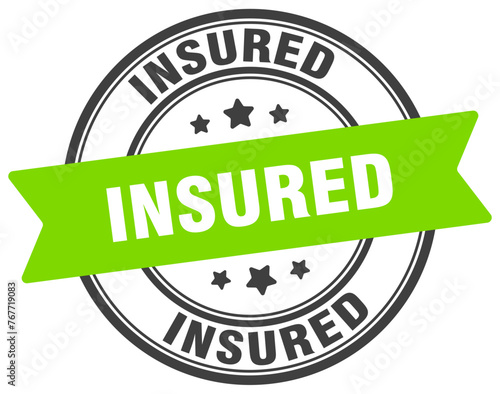 insured stamp. insured label on transparent background. round sign