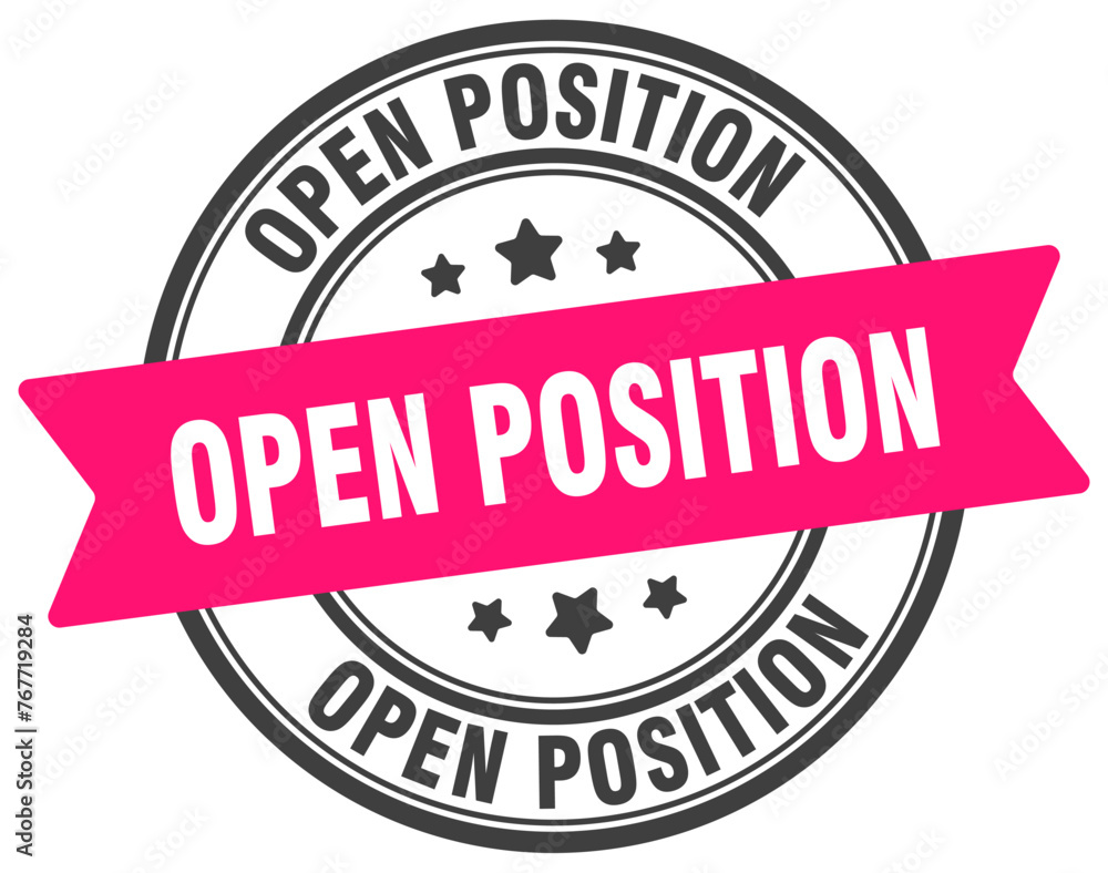 open position stamp. open position label on transparent background. round sign