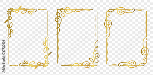 Gold decorative vintage frames and borders set