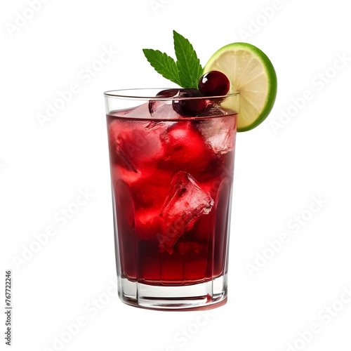 An Isolated Vodka Cranberry Cocktail Drink, Transparent Background, PNG