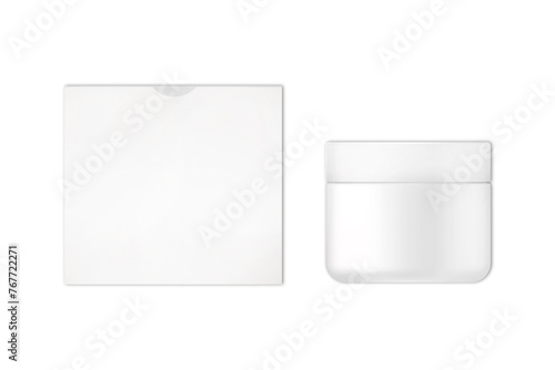 Cosmetic jar with packaging box mockup isolated on white background - front view.3d rendering.