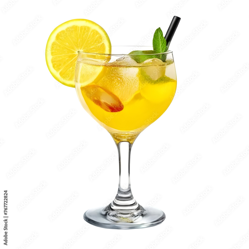 An Isolated White Sangria Cocktail Drink, Transparent Background, PNG