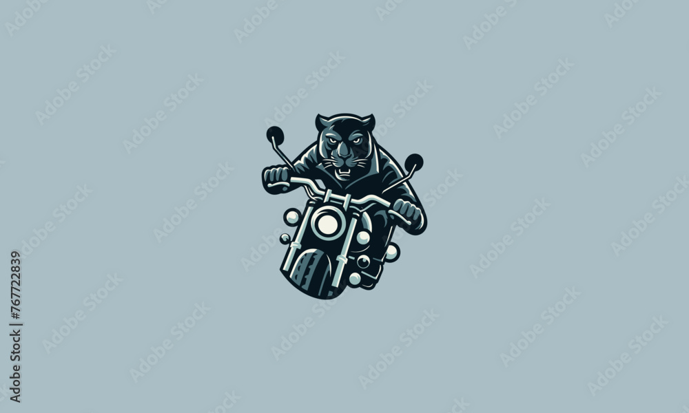 panther riding motorcycle vector illustration flat design panther riding motorcycle vector illustration flat design
