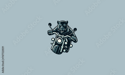 panther riding motorcycle vector illustration flat design