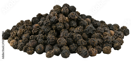 Obraz na płótnie Handful of black pepper seeds isolated on a transparent background