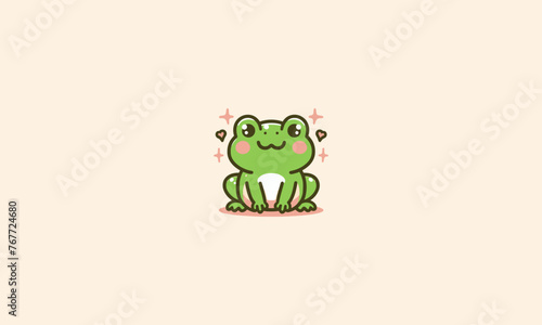 frog cute green vector illustration flat design
