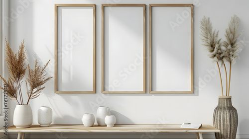 Mock up frame in home interior background, 3d render.