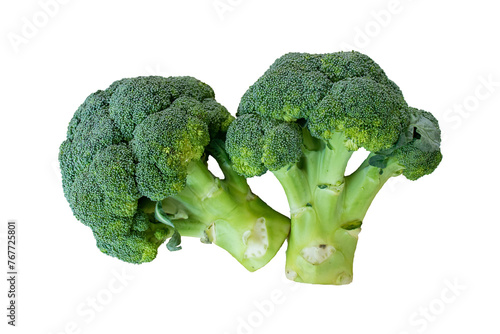 Fresh raw broccoli isolated on transparent background.