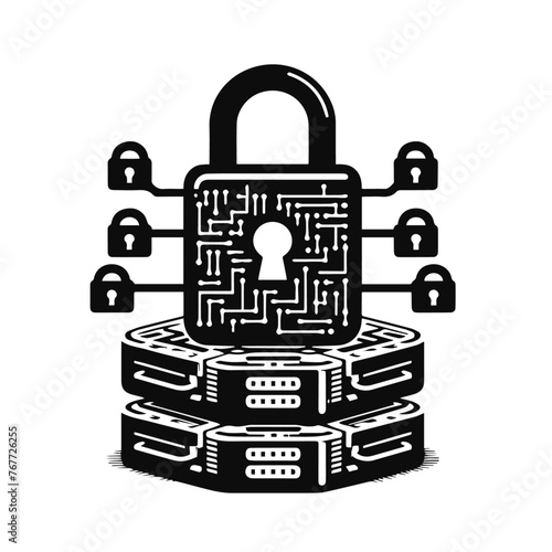 Black isolated icon of locked and unlocked lock on white background. Set of Silhouette of locked and unlocked padlock. Flat design