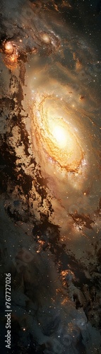 Galaxy viewed from living meteorite surface, wide lens, surreal glow, 