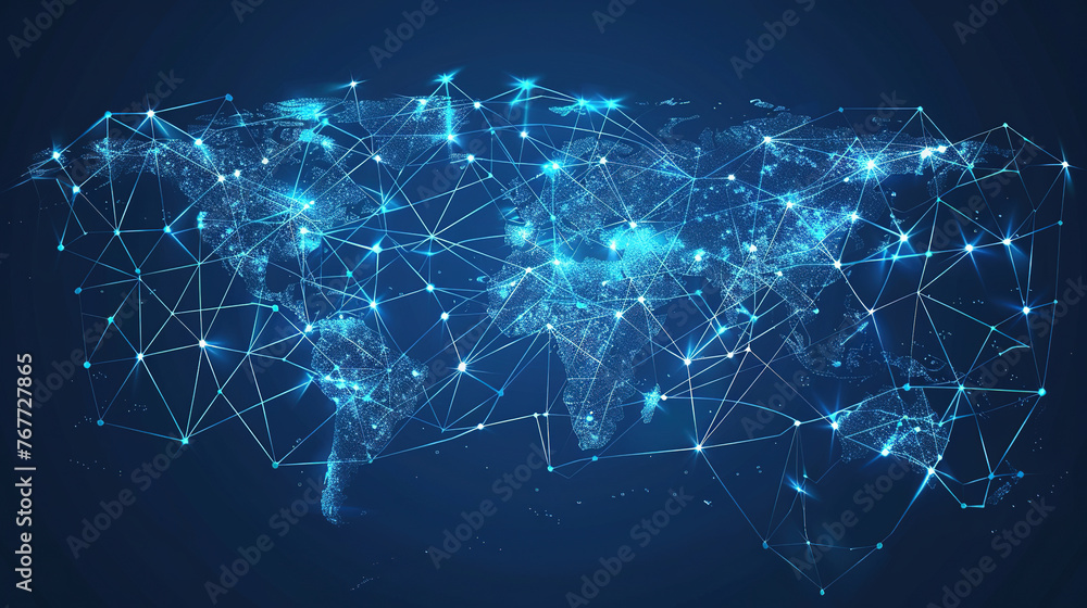 Abstract world map, concept of global network and connectivity, international data transfer and cyber technology, worldwide business, information exchange and telecommunication. Maps for business Abstract world map, concept of global network and connectivity, international data transfer and cyber technology, worldwide business, information exchange and telecommunication. Maps for business