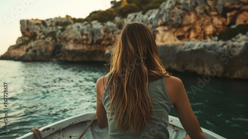 Woman Enjoying Scenic Ocean View from Boat © red_orange_stock