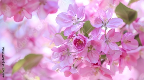 Spring Bloom: Close-up of Pink Flowers