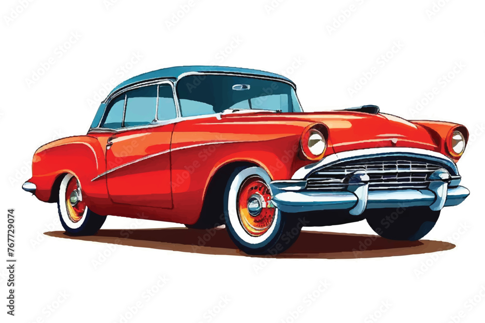Vintage car. Retro Car. Retro car vintage isolated. Front view. Vector illustration. Beautiful Vintage car illustration. Classic vintage car design. Vintage car illustration background. 