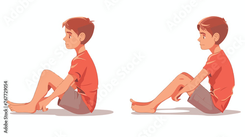 Vector illustration of a boy in a red T-shirt and shoes