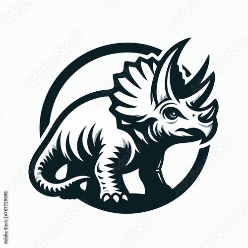 Triceratops dinosaur vector illustration isolated on white background