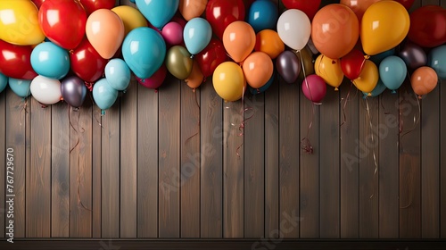 front view of children's day background with balloon and doll ornaments