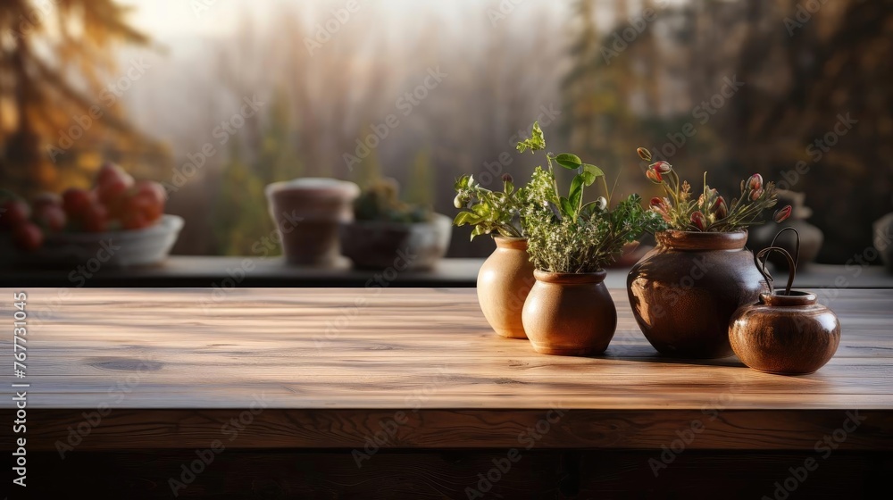 Wood podium product stand or display with cinematic light and blur background Wood podium product stand or display with cinematic light and blur background