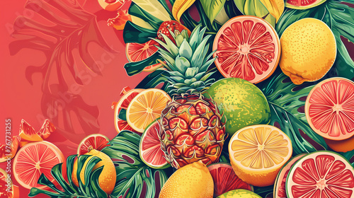 Citrus fruits - watercolor Background