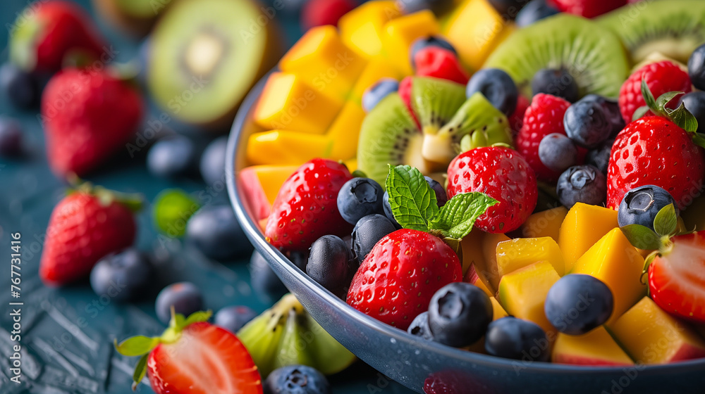 Fresh fruit salad with berries in a bowl Fresh fruit salad with berries in a bowl