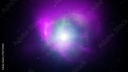 Abstract space travel with colourful nebula and stars illustration background. 