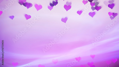 Magic blurry love hearts on pink sky illustration background. 