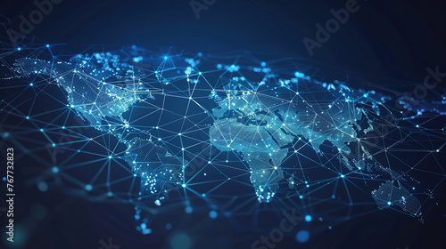 Abstract world map, concept of global network and connectivity, international data transfer and cyber technology, worldwide business, information exchange and telecommunication. Maps for business