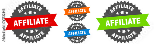 affiliate sign. round ribbon label set. Seal
