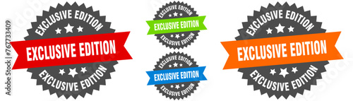 exclusive edition sign. round ribbon label set. Seal