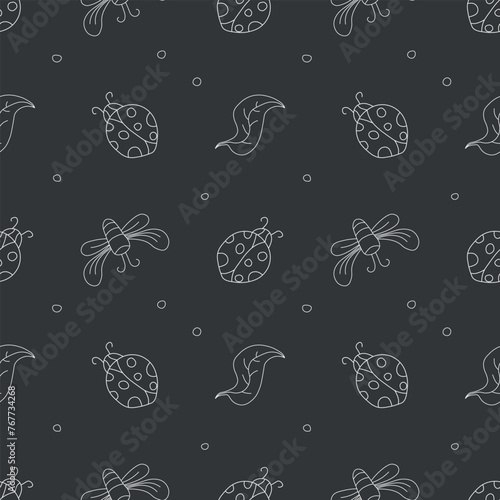 Seamless pattern with ladybugs. Summer ladybugs background